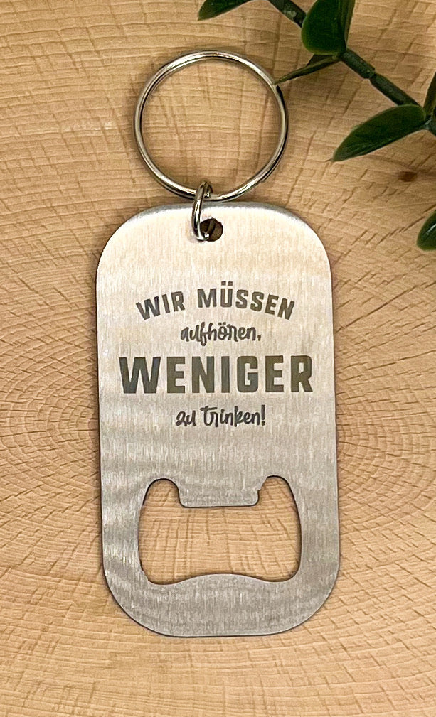 Edelstahl Flaschenöffner - Schlüsselanhänger mit Gravur - personalisiert