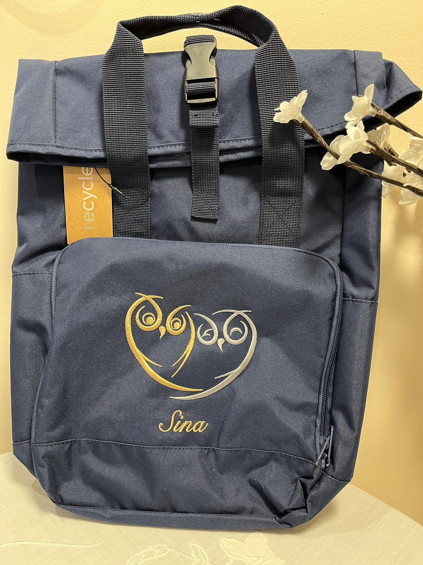 Rucksack bestickt - Eulen