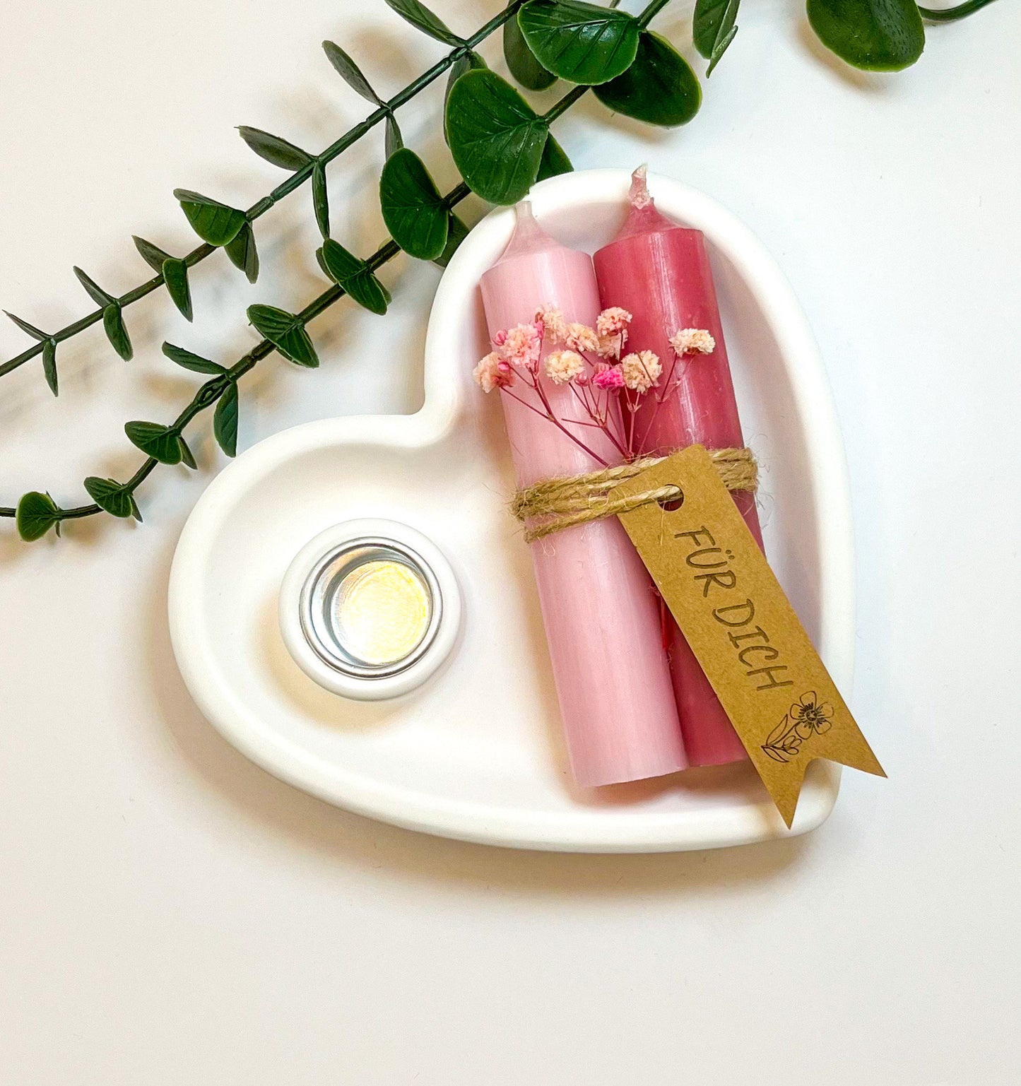 Geschenkset Herz Kerzenteller