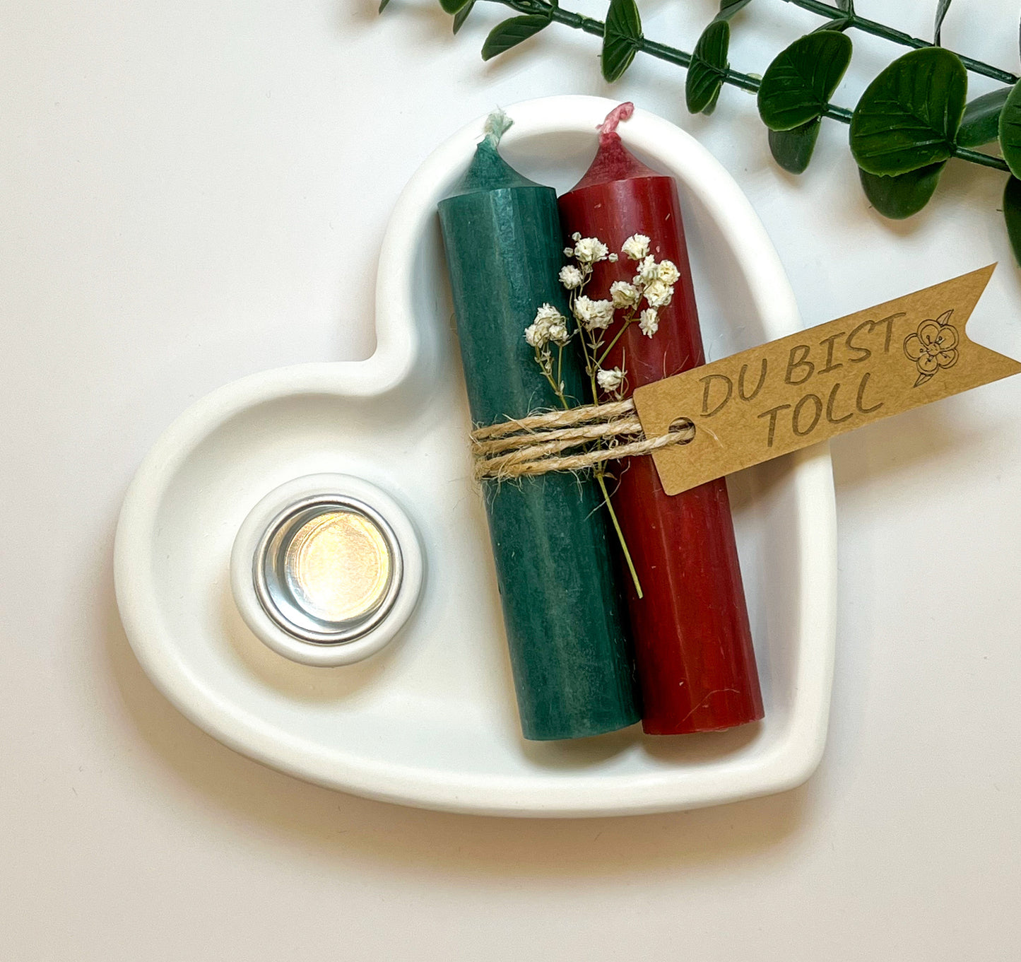 Geschenkset Herz Kerzenteller