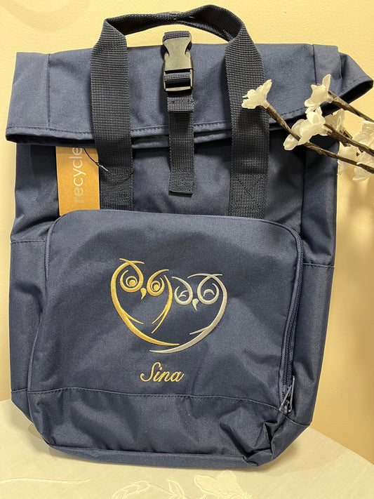 Rucksack bestickt - Eulen