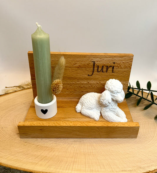 Holzaufsteller mit Hund / Pudel